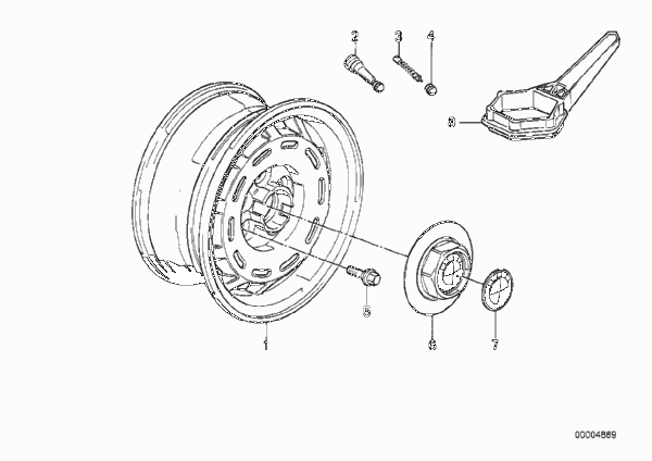 дисковое колесо легкосплавное для BMW E28 524td M21 (схема запчастей)