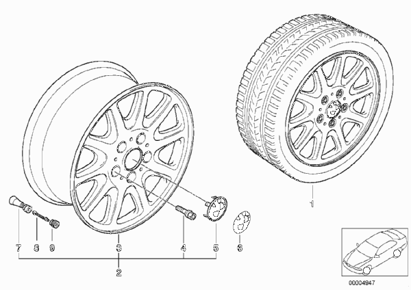 Классический дизайн (диз. 25) для BMW E36 325i M50 (схема запчастей)