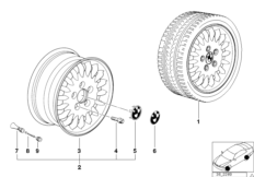 Дизайн со спортивными спицами (диз.13) для BMW E36 318i M40 (схема запасных частей)