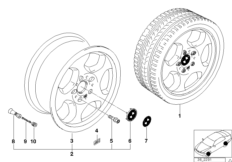 Диск стиля M Kontur (диз. 23) для BMW E36 318i M40 (схема запасных частей)