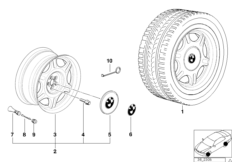 Дизайн со звездообр.спицами (диз.10) для BMW E46 316ti N42 (схема запасных частей)