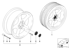 Дизайн с круглыми спицами (диз. 18) для BMW E46 325Ci M54 (схема запасных частей)