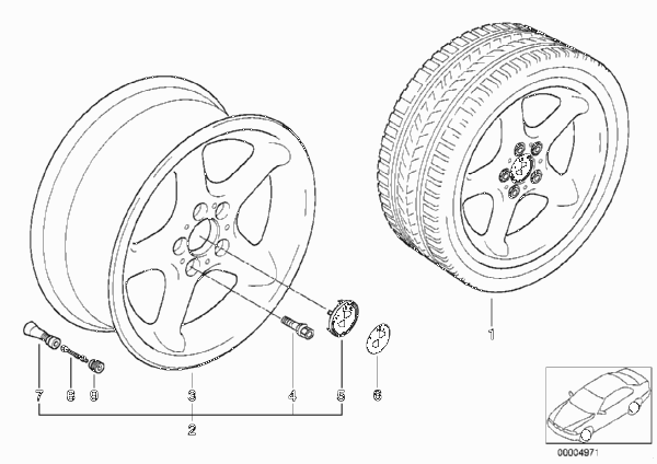 Дизайн с круглыми спицами (диз. 18) для BMW E36 316i M43 (схема запчастей)