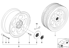Эллипсоидный дизайн (диз. 26) для BMW E34 518i M40 (схема запасных частей)