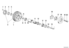 Ступица колеса со спицами для MOTO 2476 R90/6 0 (схема запасных частей)