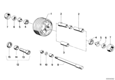 Ступица колеса со спицами/съемная ось для MOTO 2476 R60/6 0 (схема запасных частей)