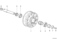 Ступица колеса Пд дополнит.элементы для MOTO 47E2 R 100 GS 0 (схема запасных частей)