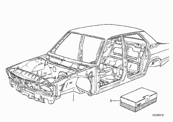 Каркас кузова для BMW E12 520 M20 (схема запчастей)