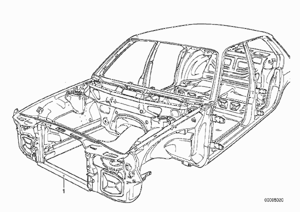 Каркас кузова для BMW E23 745i M30 (схема запчастей)
