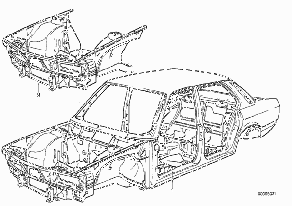 Каркас кузова для BMW E28 525i M30 (схема запчастей)
