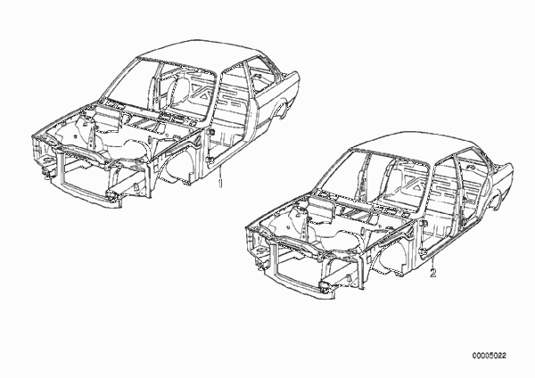 Каркас кузова для BMW E30 325e M20 (схема запчастей)