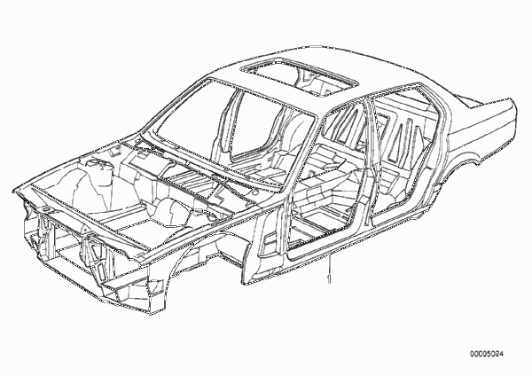 Каркас кузова для BMW E32 730i M30 (схема запчастей)