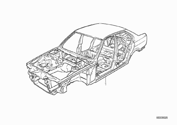 Каркас кузова для BMW E34 525ix M50 (схема запчастей)
