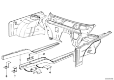 Передний лонжерон кузова для BMW E12 525 M30 (схема запасных частей)