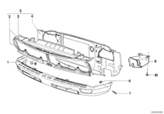 облицовка передка для BMW E12 528i M30 (схема запасных частей)