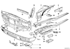 Колесная ниша/лонжерон для BMW E28 520i M20 (схема запасных частей)