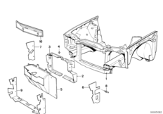 детали передка кузова для BMW E30 325e M20 (схема запасных частей)