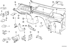 Детали щитка передка для BMW E30 M3 S14 (схема запасных частей)