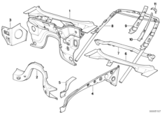 Детали щитка передка для BMW Z1 Z1 M20 (схема запасных частей)