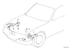 Кронштейн передка для BMW E34 M5 3.6 S38 (схема запасных частей)