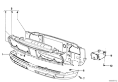облицовка передка для BMW E12 528 M30 (схема запасных частей)