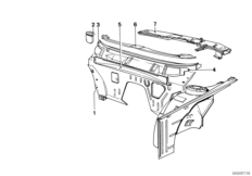 Детали щитка передка для BMW E12 520 M20 (схема запасных частей)