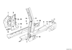 Детали бокового каркаса для BMW E30 324td M21 (схема запасных частей)
