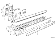 Детали бокового каркаса для BMW E30 325i M20 (схема запасных частей)