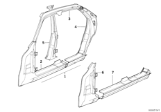 боковой каркас для BMW E32 730iL M60 (схема запасных частей)