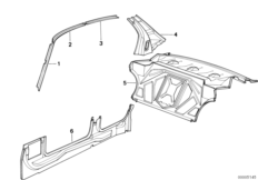 Боковой каркас/перегородка для BMW E34 518i M43 (схема запасных частей)