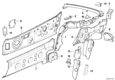 Брызговик Зд/детали порога для BMW Z1 Z1 M20 (схема запасных частей)