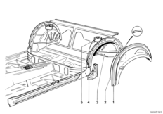 Брызговик Зд для BMW E12 535i M30 (схема запасных частей)