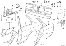 Крыло/облицовка задней части для BMW E30 325e M20 (схема запасных частей)