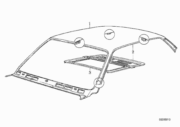 крыша для BMW E30 M3 S14 (схема запчастей)