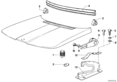 Капот/дополнительные элементы для BMW E12 518 M10 (схема запасных частей)