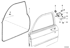 Система замков передней двери для BMW E12 528 M30 (схема запасных частей)