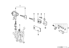 Ручка двери Пд/запорный механизм/ключ для BMW E23 732i M30 (схема запасных частей)