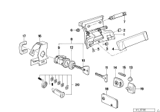 Ручка двери Пд/запорный механизм/ключ для BMW E30 325ix M20 (схема запасных частей)