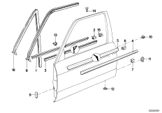 Уплотнитель двери впереди для BMW E30 318i M40 (схема запасных частей)