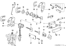 Ручка двери Пд/запорный механизм/ключ для BMW E28 520i M20 (схема запасных частей)