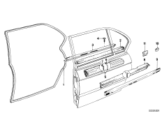 Уплотнитель двери сзади для BMW E12 520i M10 (схема запасных частей)