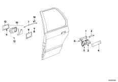 Система замков задней двери для BMW E30 325i M20 (схема запасных частей)