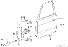 Дверь Пд, петли/ограничитель двери для BMW E32 750i M70 (схема запасных частей)
