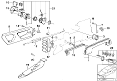 Привод двери/замок двери Пд для BMW E32 730i M30 (схема запасных частей)