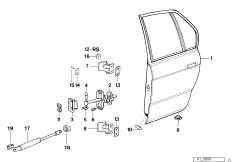 Задняя дверь - петля/ограничитель двери для BMW E32 730i M60 (схема запасных частей)