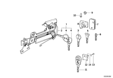 Ручка двери Пд/запорный механизм/ключ для BMW E32 750i M70 (схема запасных частей)