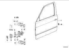 Дверь Пд, петли/ограничитель двери для BMW E34 M5 S38 (схема запасных частей)