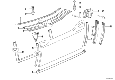Уплотнитель двери впереди для BMW Z1 Z1 M20 (схема запасных частей)
