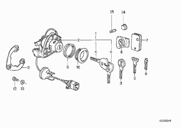 Ручка двери Пд/запорный механизм/ключ для BMW Z1 Z1 M20 (схема запчастей)