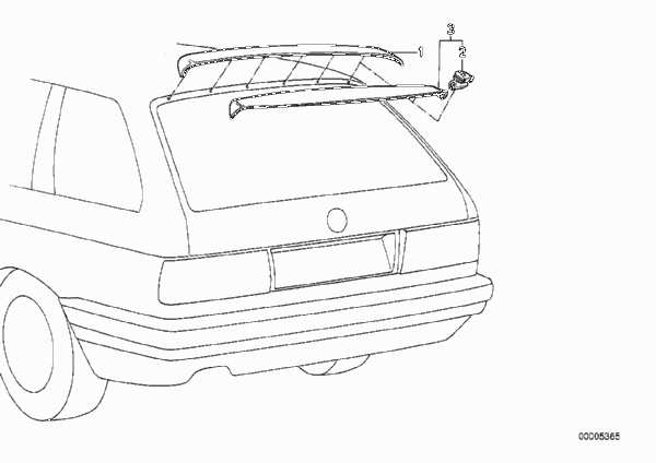 Детали заднего спойлера для BMW E30 320i M20 (схема запчастей)